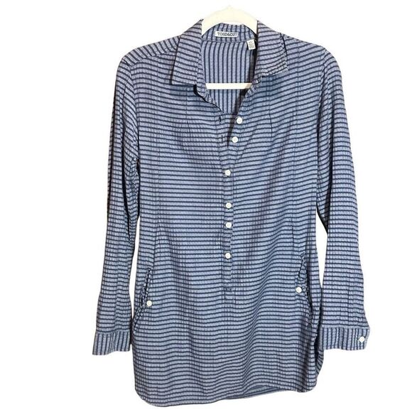 Toad & Co Mixologist Tunic Top Striped Organic Cotton Size Sz XS lagenlook minim - Picture 6 of 8